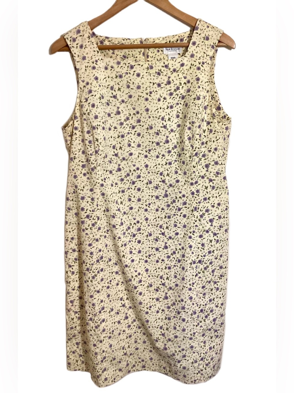 Vtg 90s Microfloral Sleeveless Midi Dress Sz 14
